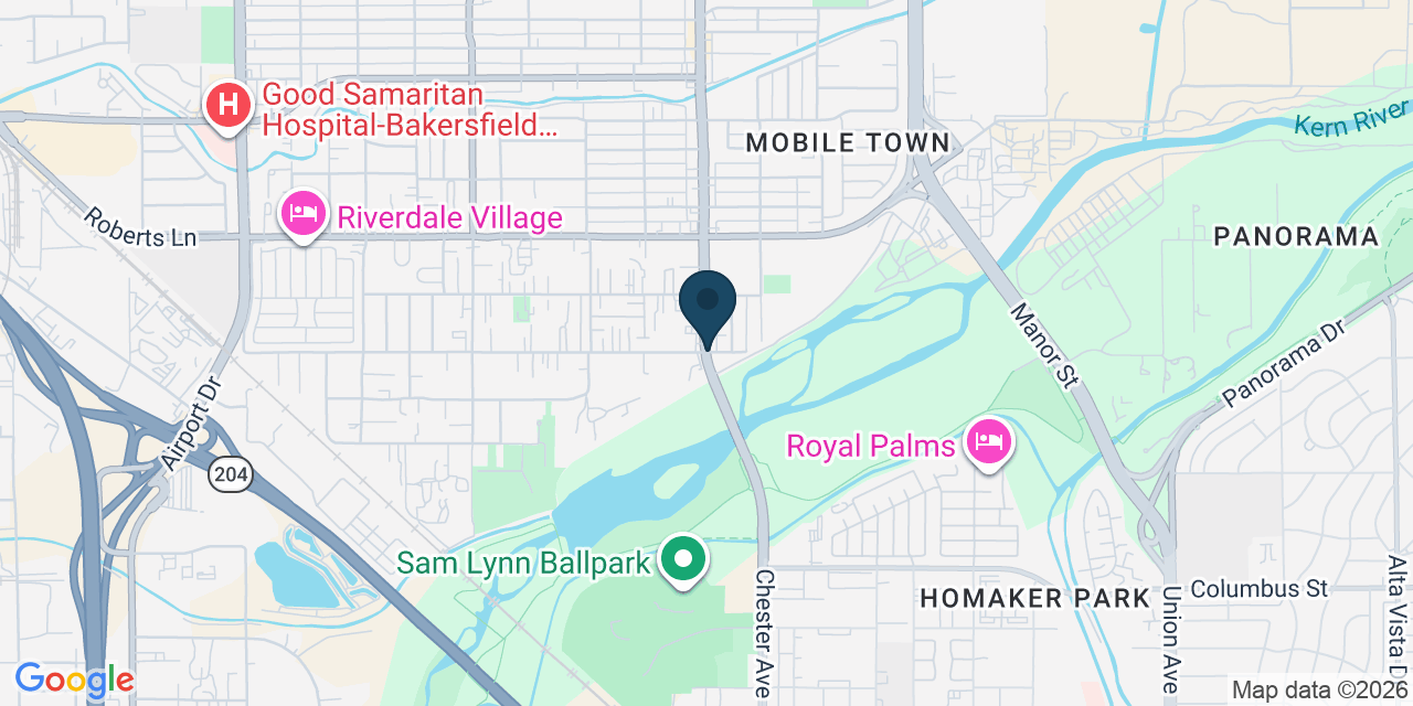 Map showing Oildale, Kern County, CA
