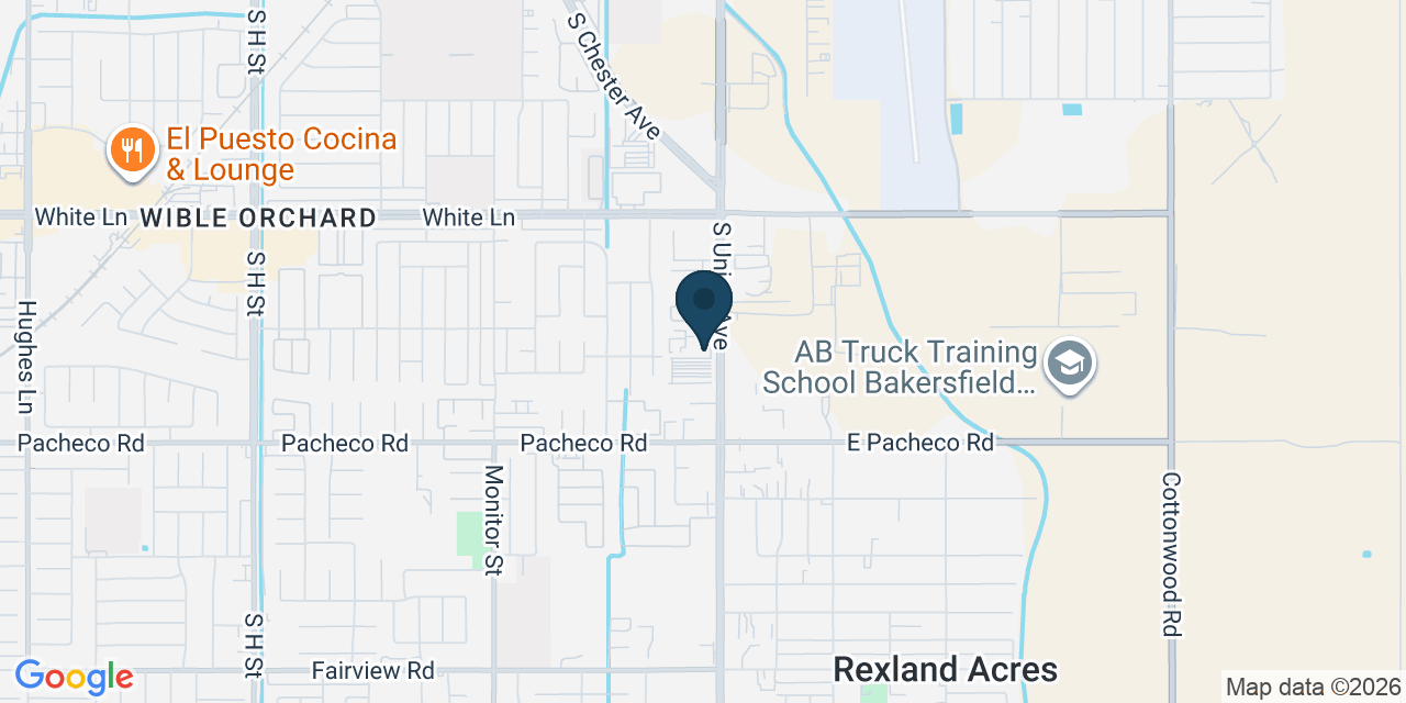Map showing Bakersfield, Kern County, CA