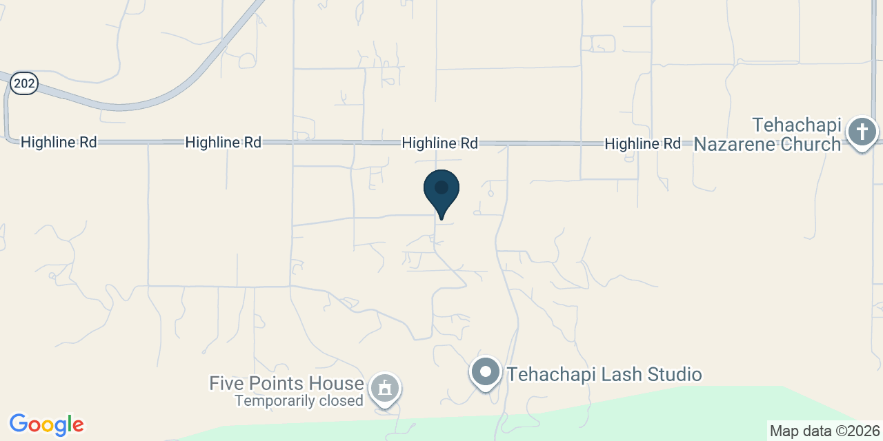 Map showing Tehachapi, Kern County, CA