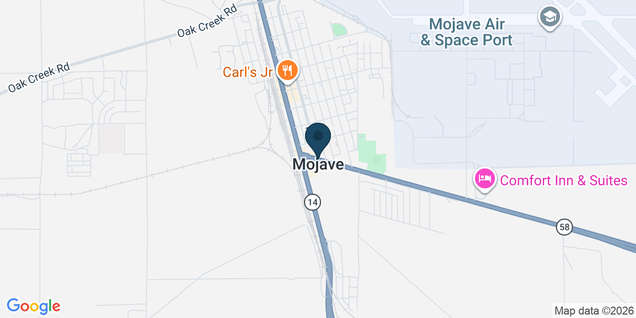 Map showing Mojave, Kern County, CA