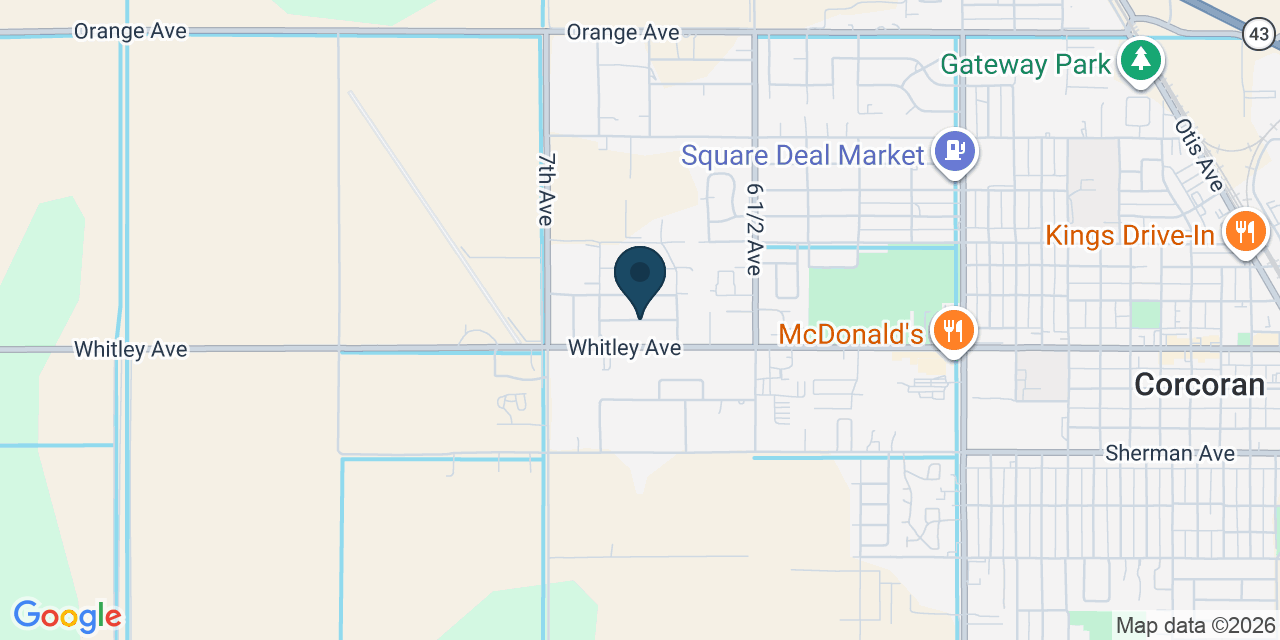 Map showing Corcoran, Kings County, CA