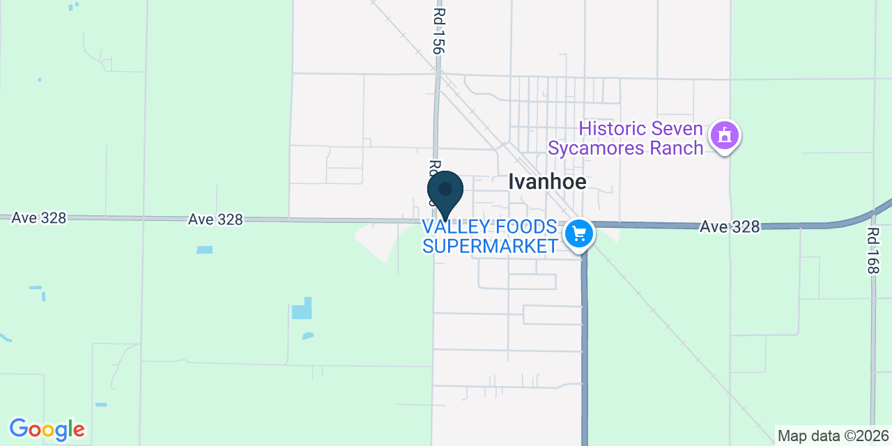 Map showing Ivanhoe, Tulare County, CA