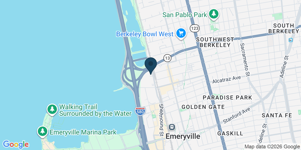 Map showing Emeryville, Alameda County, CA