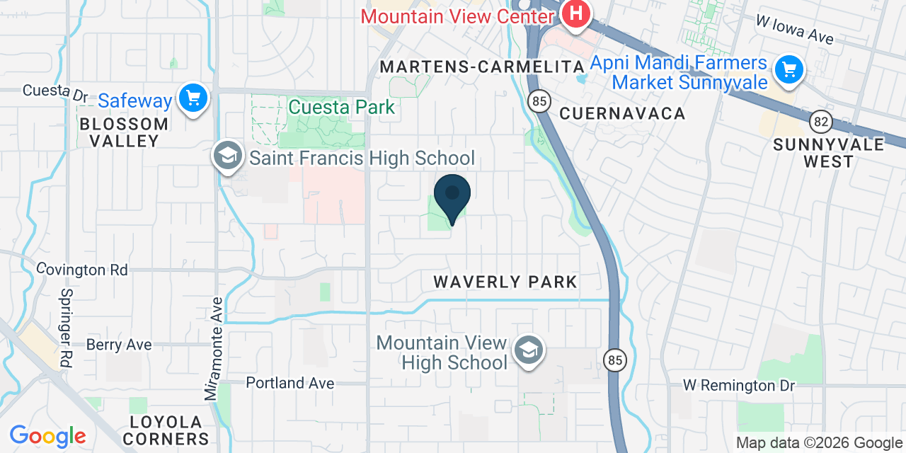 Map showing Mountain View, Santa Clara County, CA