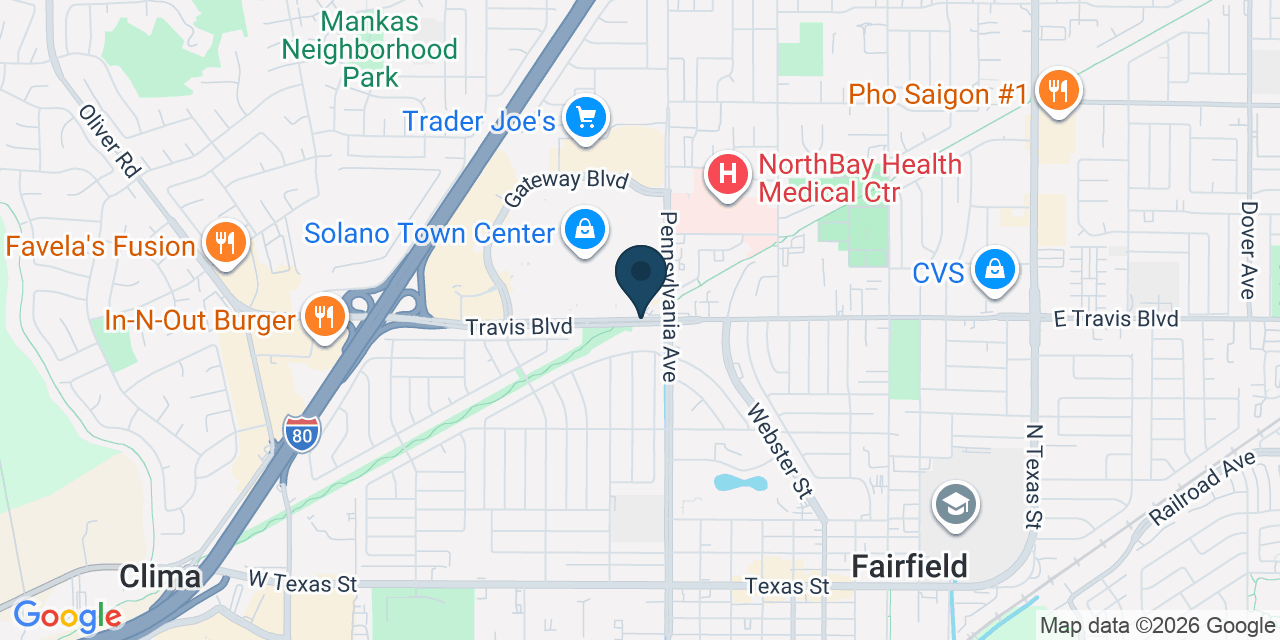 Map showing Fairfield, Solano County, CA