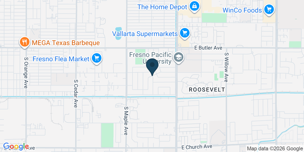 Map showing Roosevelt, Fresno County, CA