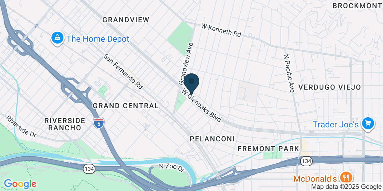 Map showing Glendale, Los Angeles County, CA