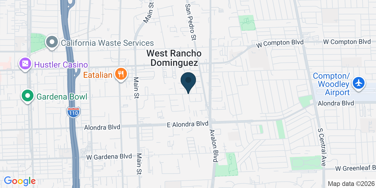 Map showing West Rancho Dominguez, Los Angeles County, CA
