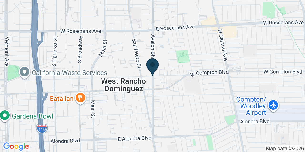 Map showing West Rancho Dominguez, Los Angeles County, CA