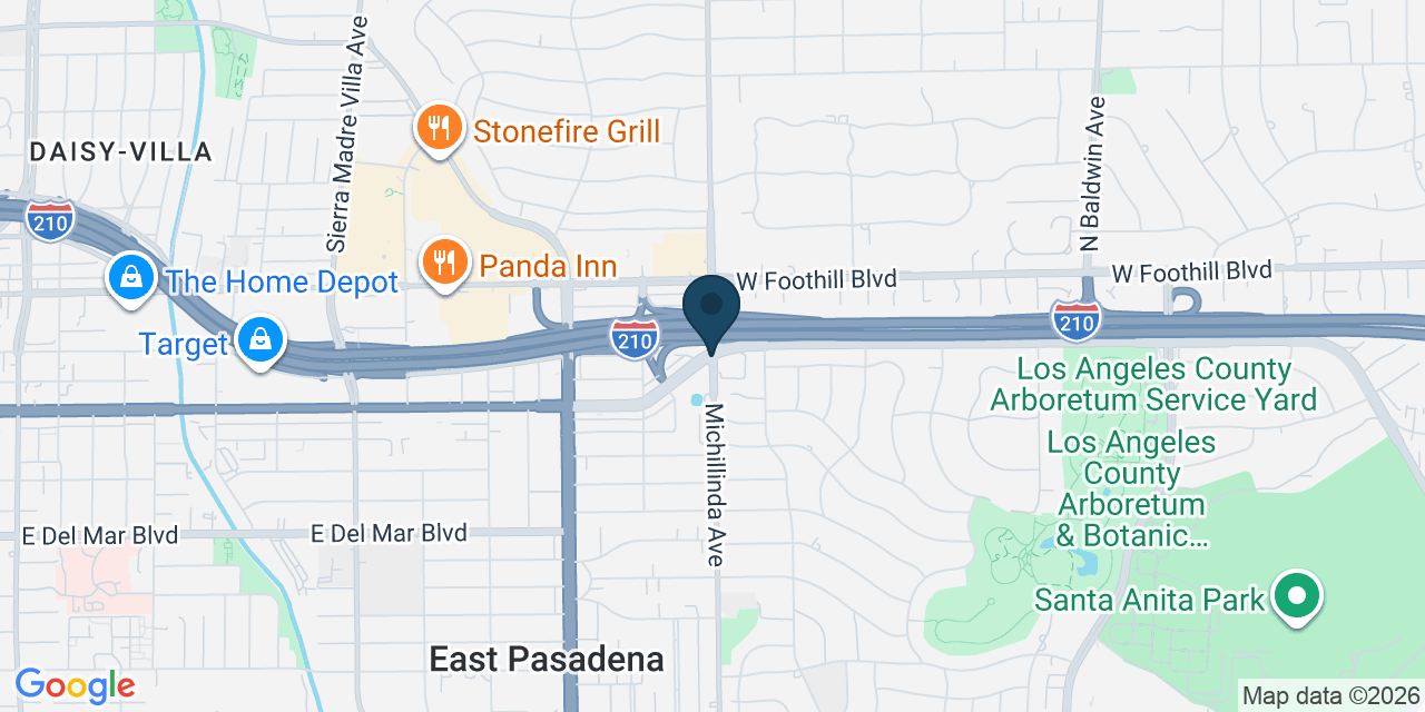 Map showing East Pasadena, Los Angeles County, CA
