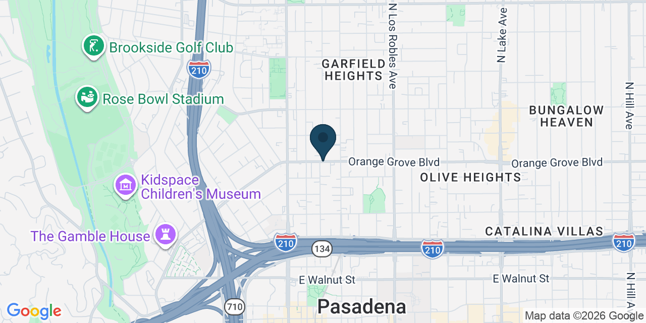 Map showing Pasadena, Los Angeles County, CA