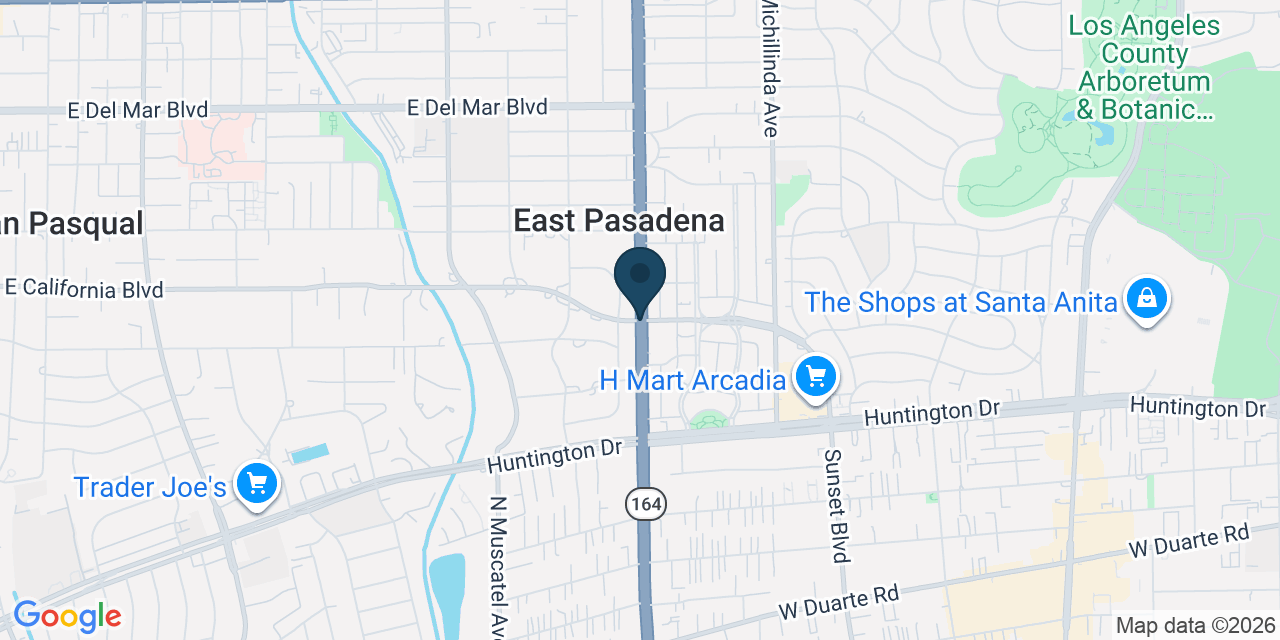 Map showing East Pasadena, Los Angeles County, CA