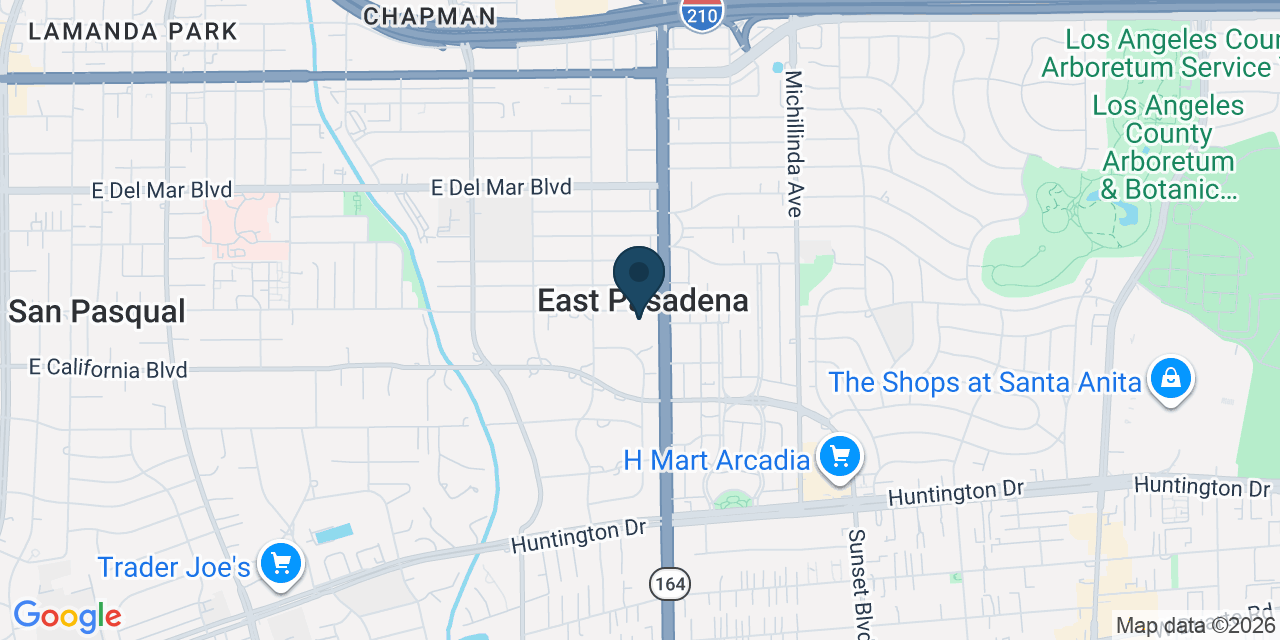 Map showing Pasadena, Los Angeles County, CA