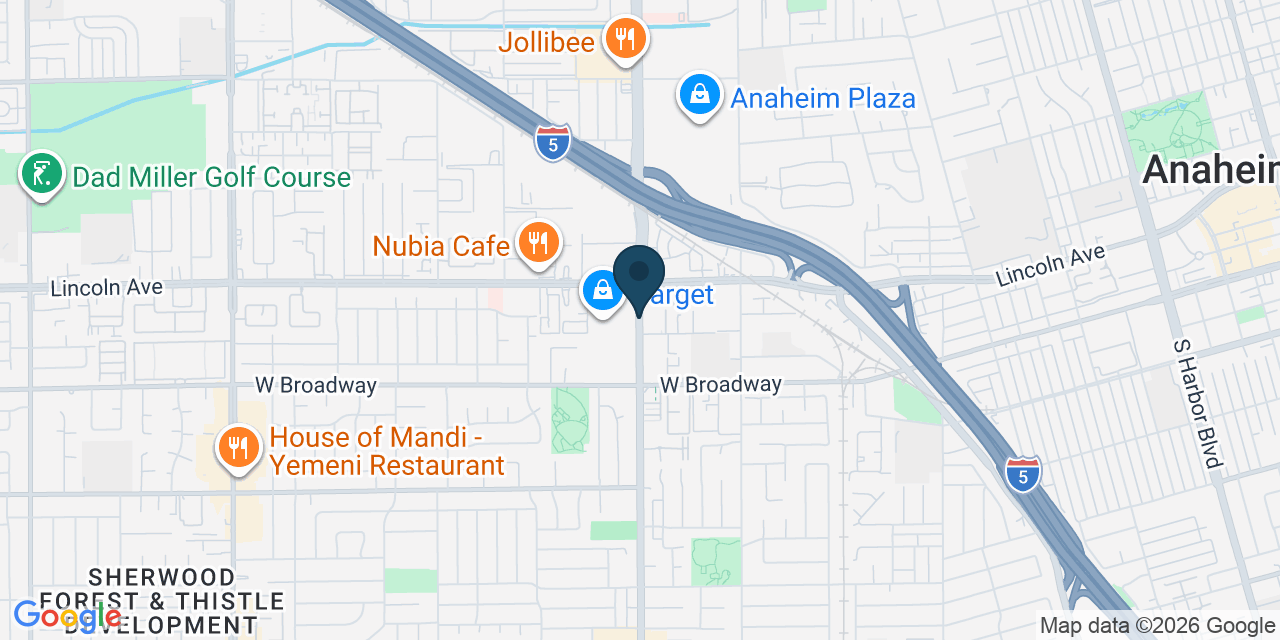 Map showing Orange County, CA