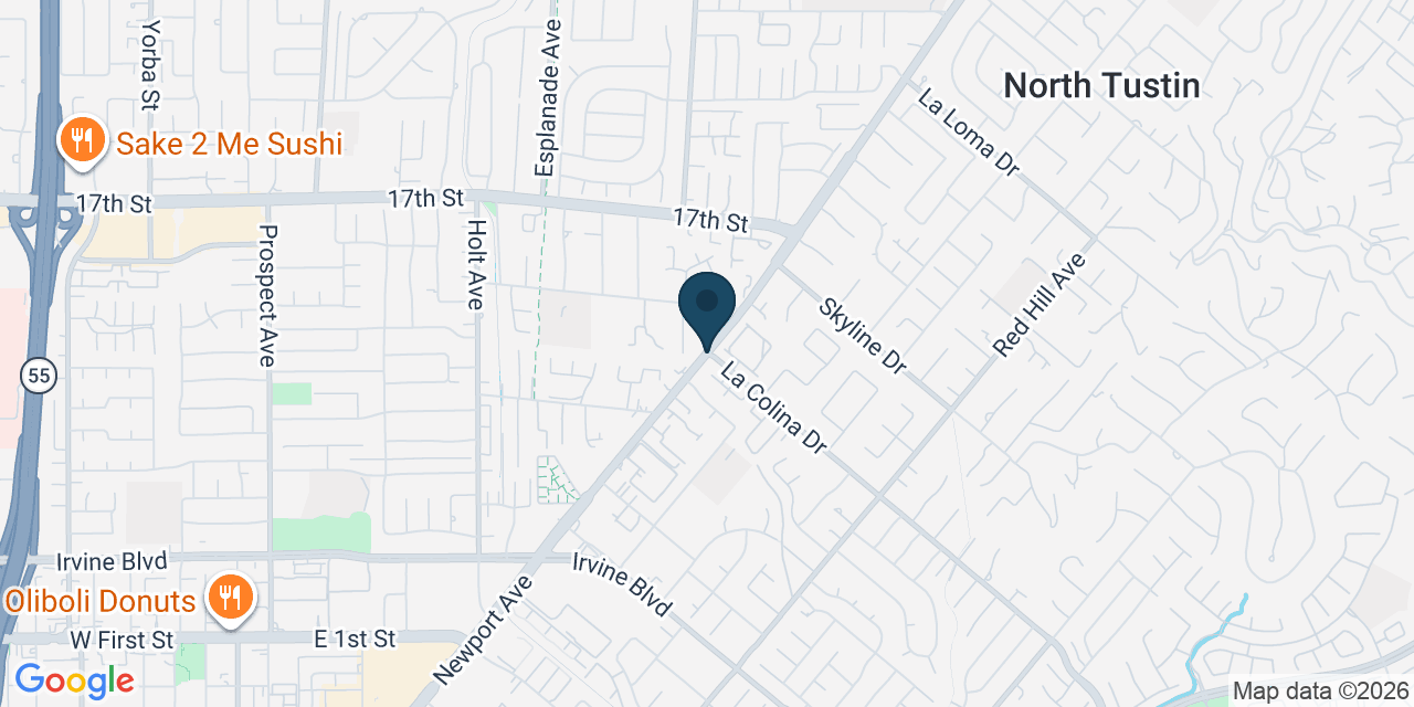 Map showing Tustin, Orange County, CA