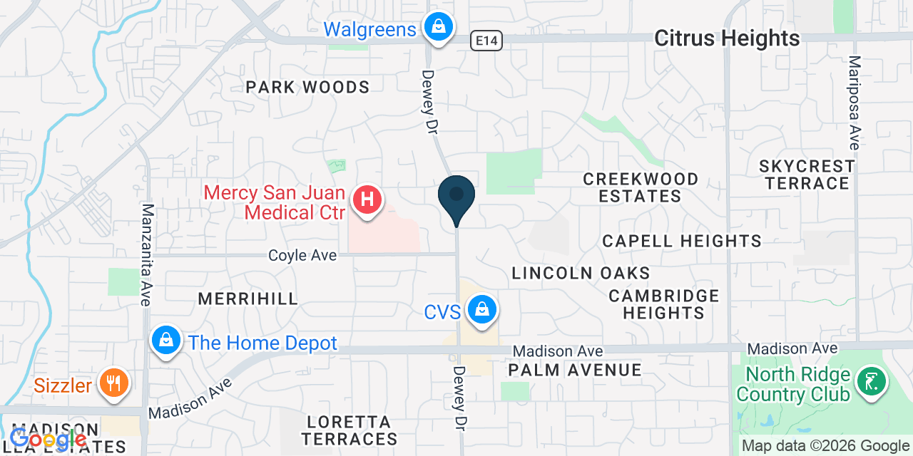 Map showing Carmichael, Sacramento County, CA