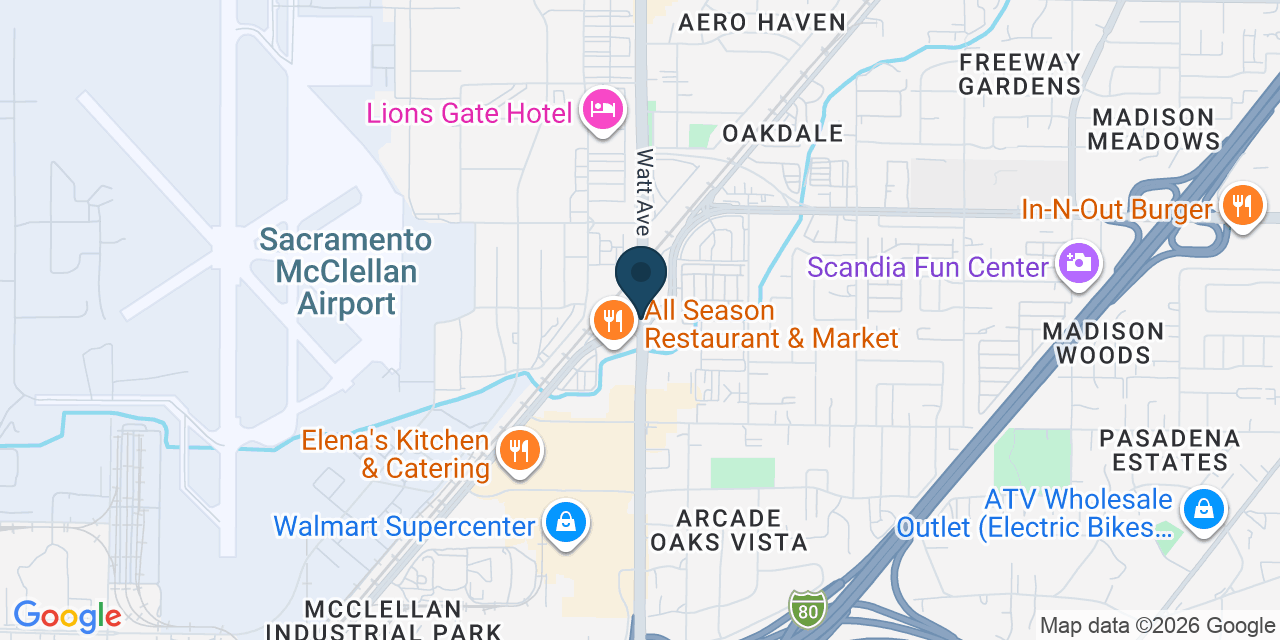 Map showing North Highlands, Sacramento County, CA