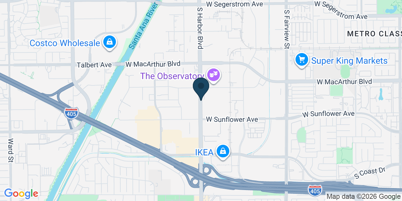 Map showing Santa Ana, Orange County, CA