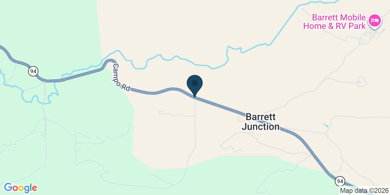 Map showing Barrett Junction, San Diego County, CA