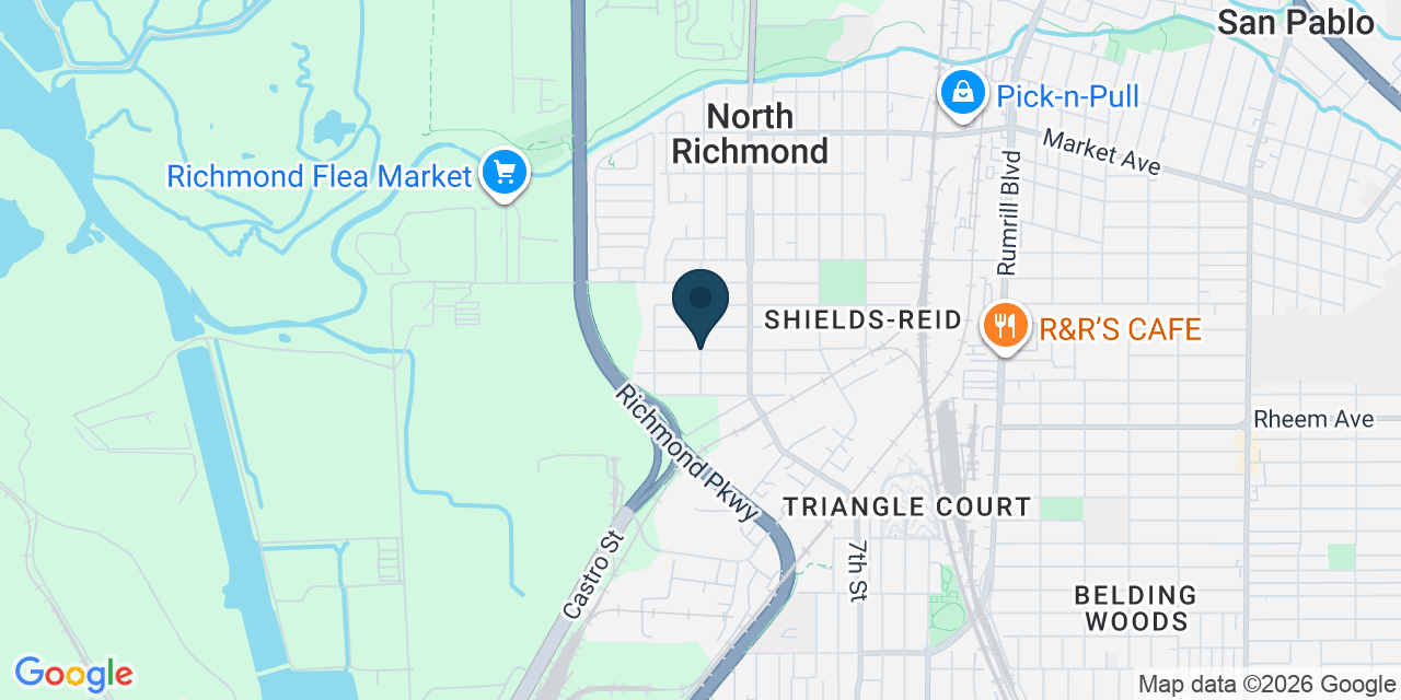 Map showing North Richmond, Contra Costa County, CA