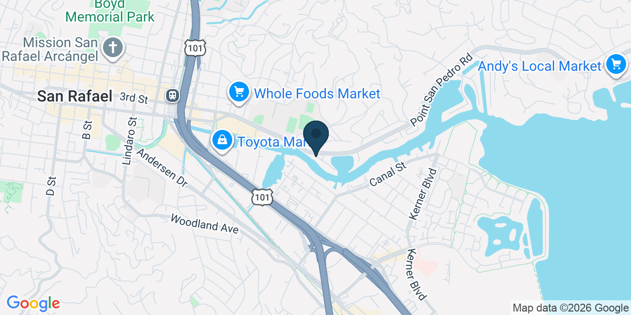 Map showing San Rafael, Marin County, CA