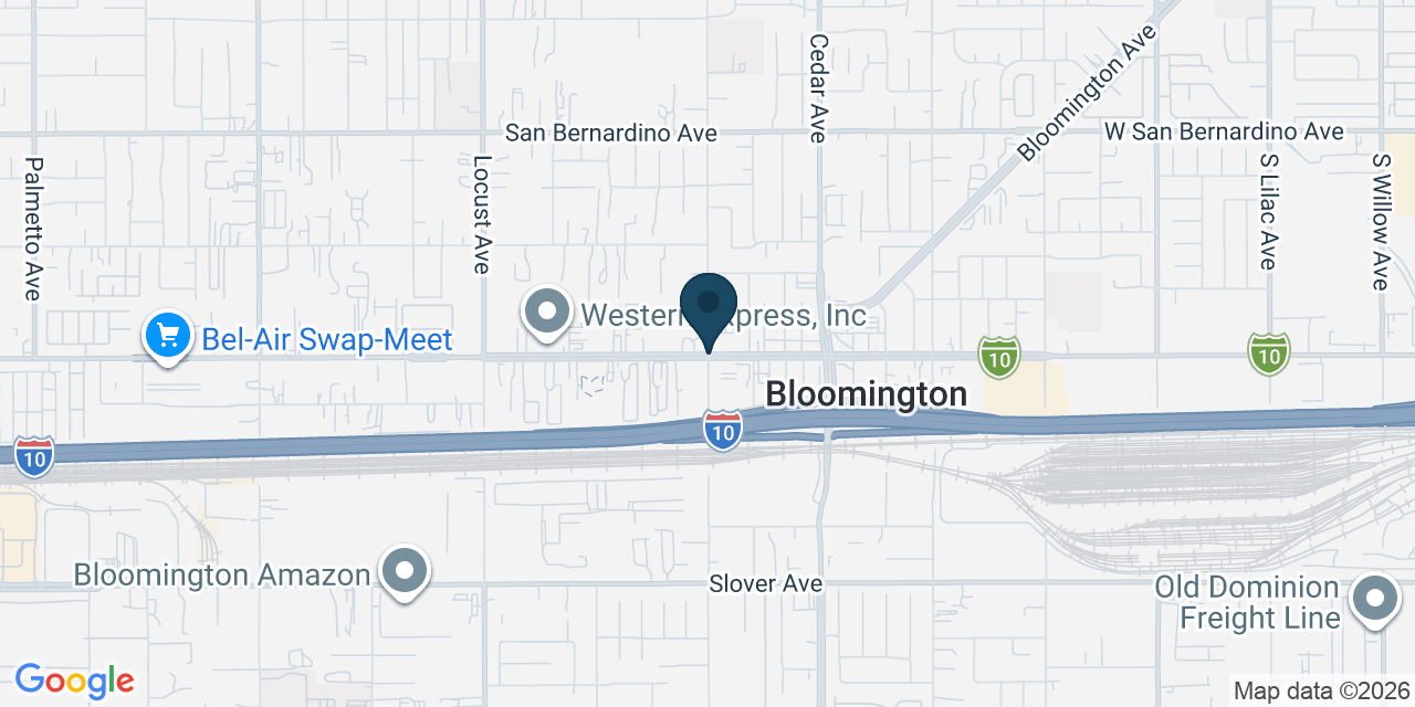 Map showing Bloomington, San Bernardino County, CA