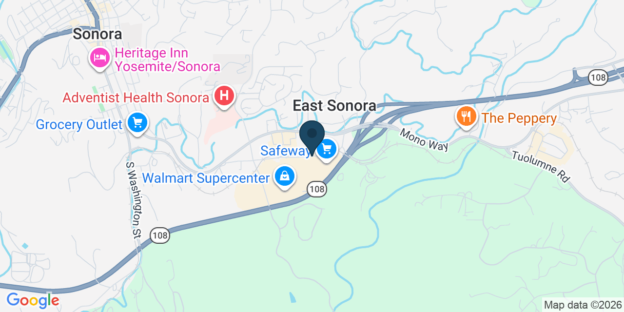 Map showing Tuolumne County, CA