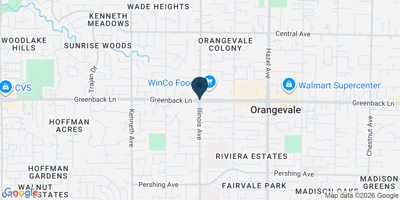 Map showing Orangevale, Sacramento County, CA