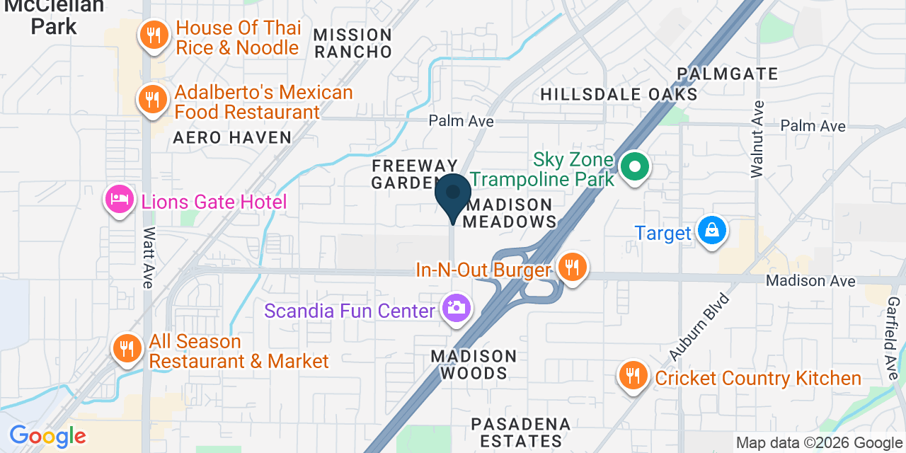 Map showing North Highlands, Sacramento County, CA