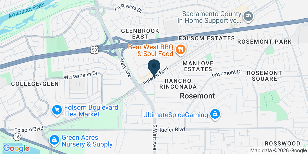 Map showing Rosemont, Sacramento County, CA