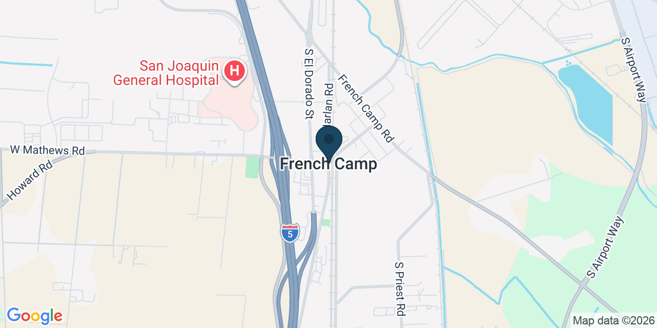 Map showing French Camp, San Joaquin County, CA