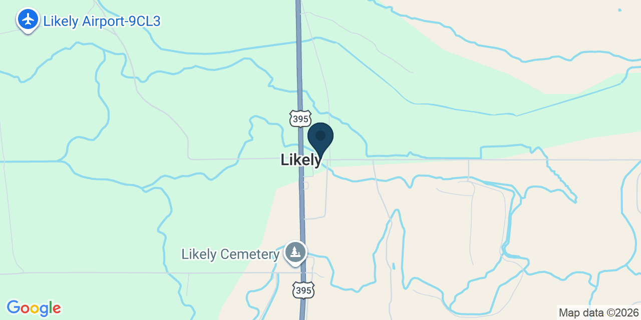 Map showing Likely, Modoc County, CA