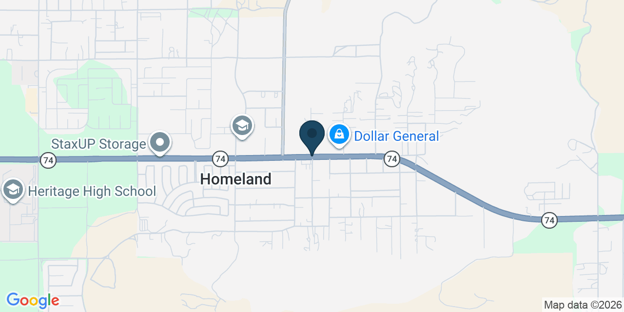 Map showing Homeland, Riverside County, CA