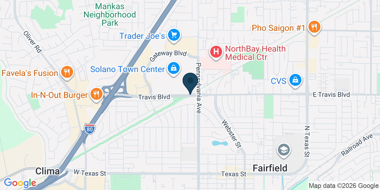 Map showing Fairfield, Solano County, CA