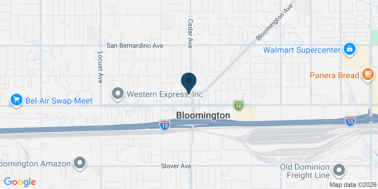 Map showing Bloomington, San Bernardino County, CA