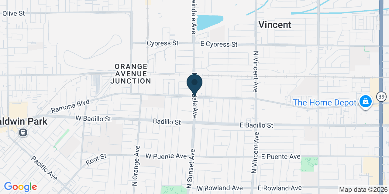 Map showing Vincent, Los Angeles County, CA
