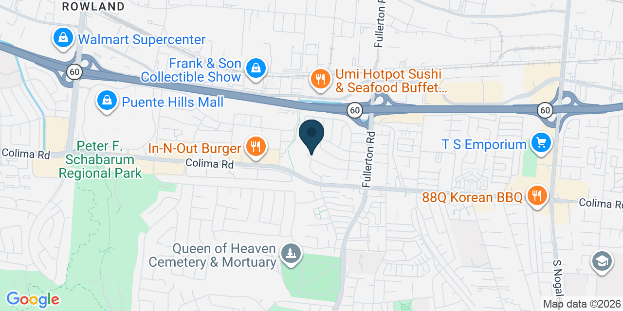 Map showing Rowland Heights, Los Angeles County, CA