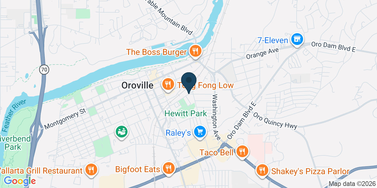 Map showing Oroville, Butte County, CA