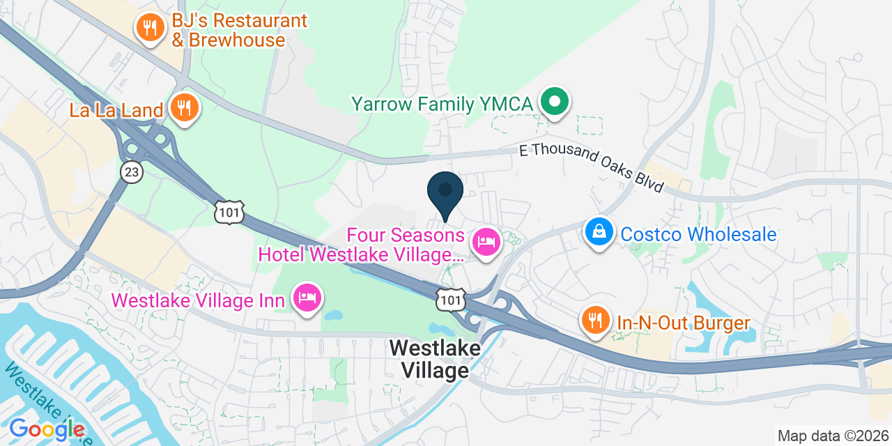 Map showing Westlake Village, Los Angeles County, CA