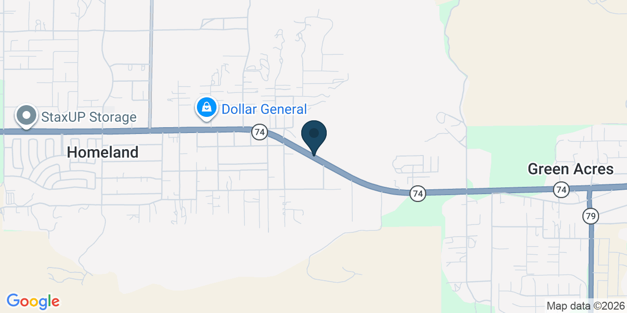 Map showing Homeland, Riverside County, CA