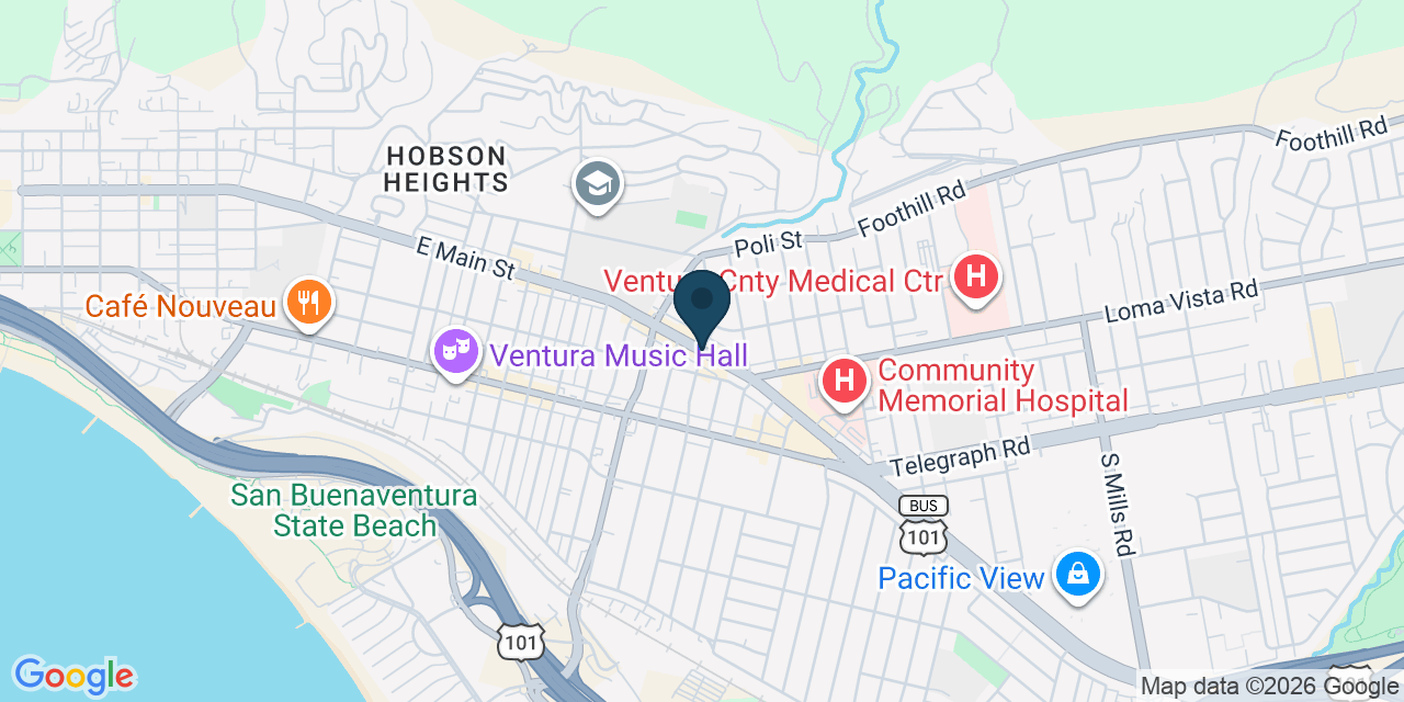 Map showing Ventura, Ventura County, CA