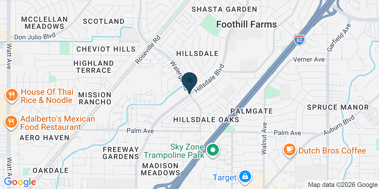 Map showing Foothill Farms, Sacramento County, CA