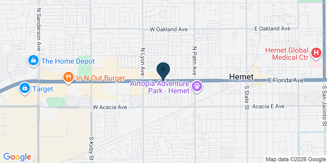Map showing Hemet, Riverside County, CA