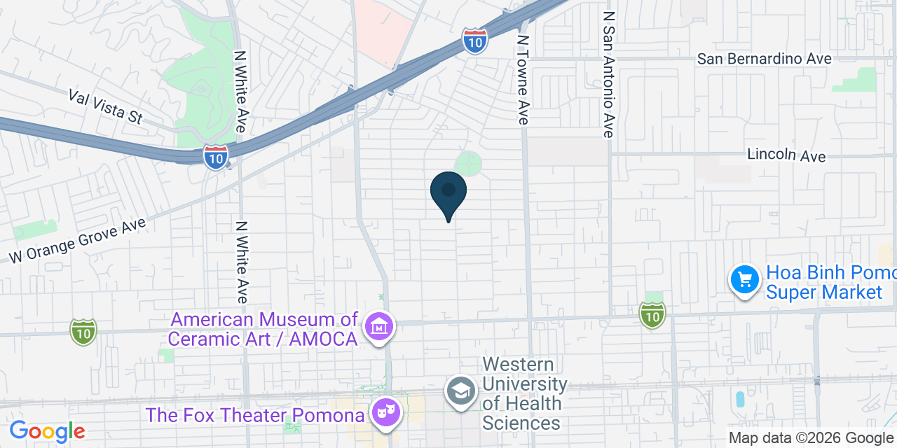 Map showing Pomona, Los Angeles County, CA