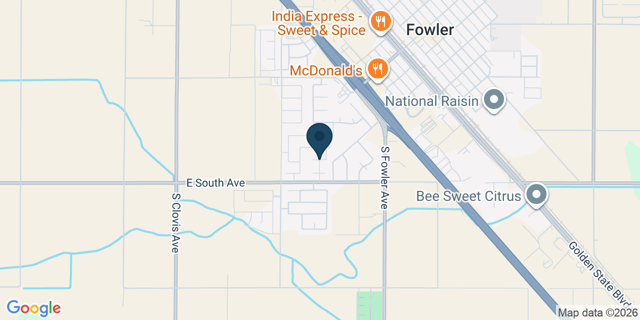 Map showing Fowler, Fresno County, CA