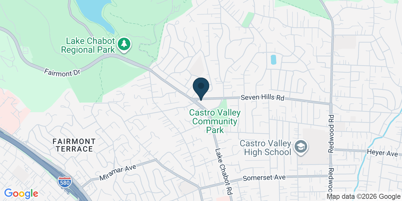 Map showing Castro Valley, Alameda County, CA