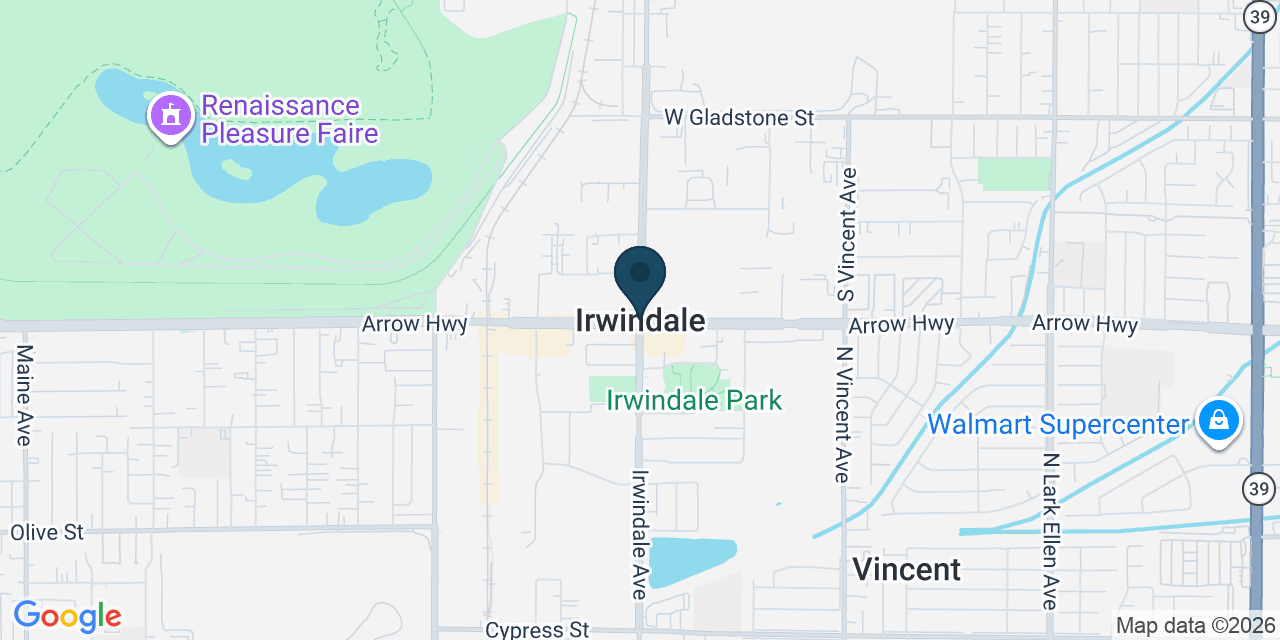 Map showing Irwindale, Los Angeles County, CA