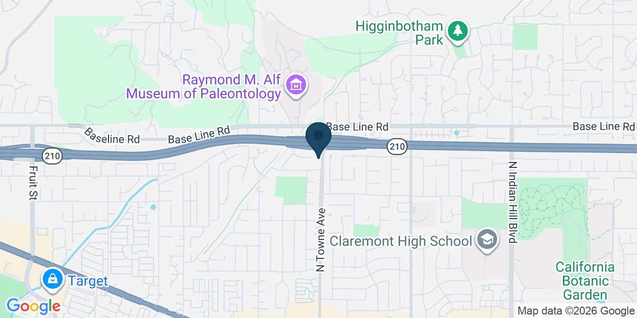 Map showing Claremont, Los Angeles County, CA