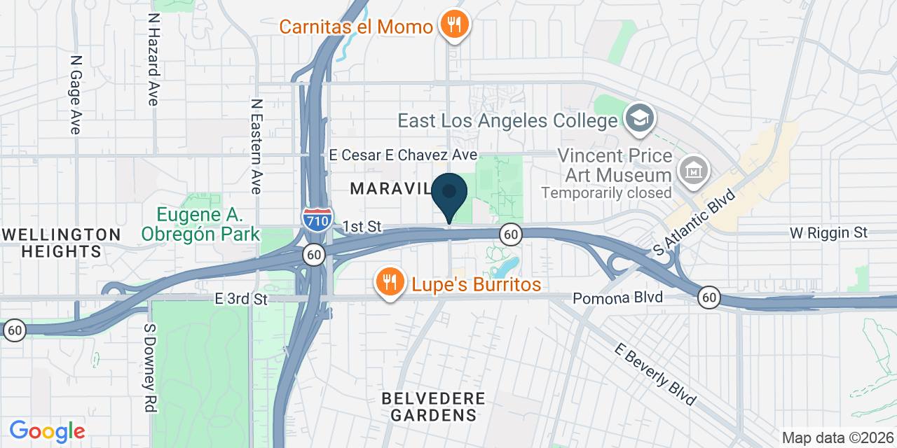 Map showing East Los Angeles, Los Angeles County, CA