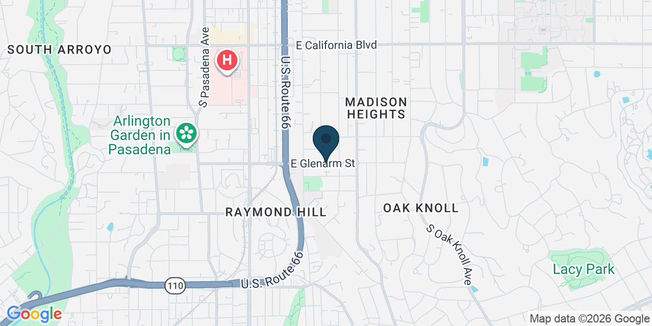 Map showing Pasadena, Los Angeles County, CA